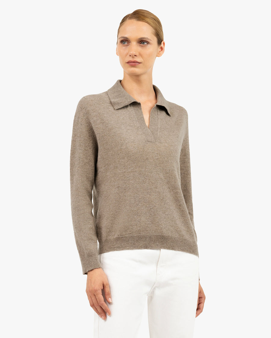 Women's Stresa Polo Sweater - Taupe Cashmere