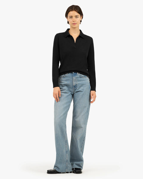 Women's Stresa Polo Sweater - Black Cashmere