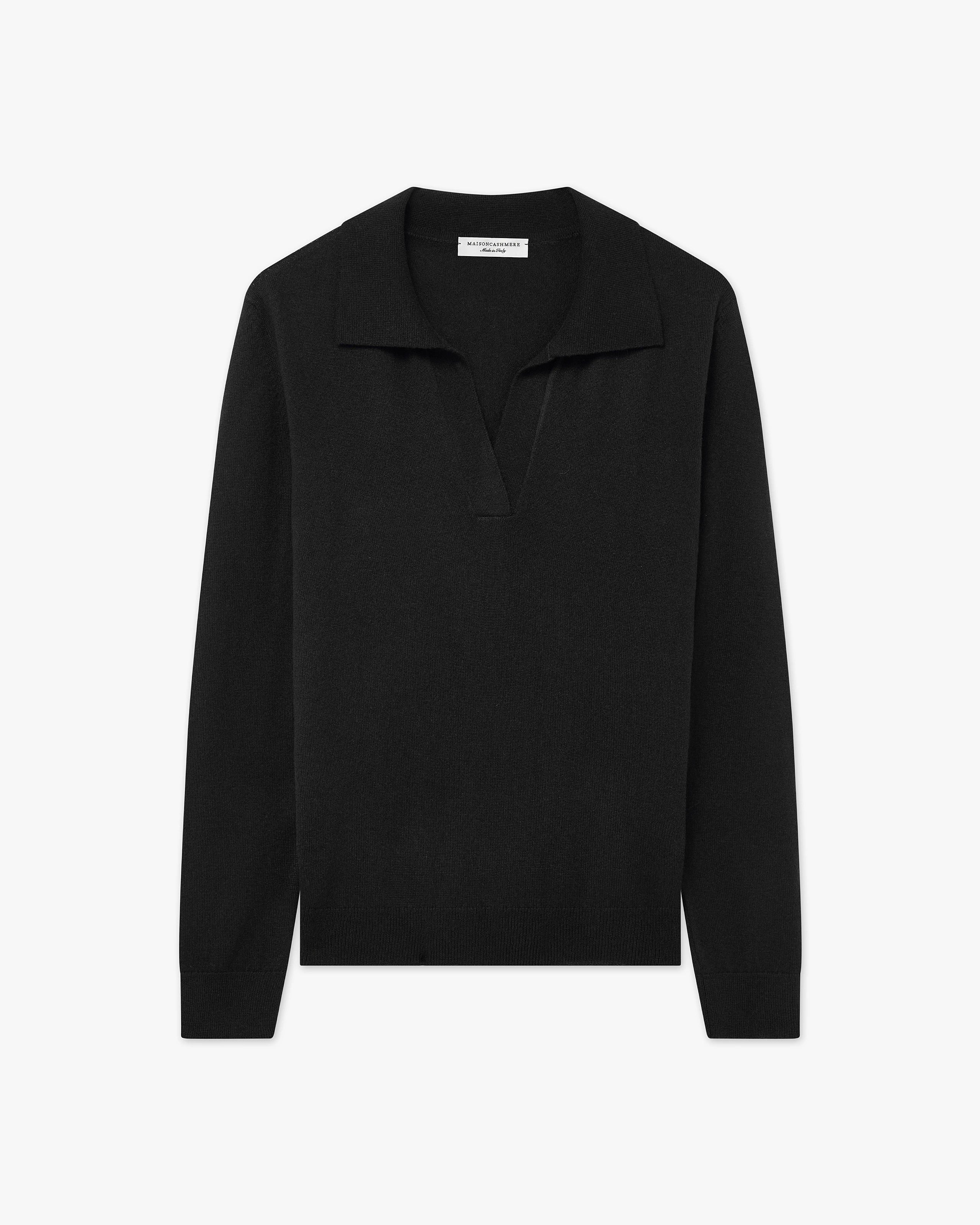 Women's Stresa Polo Sweater - Black Cashmere