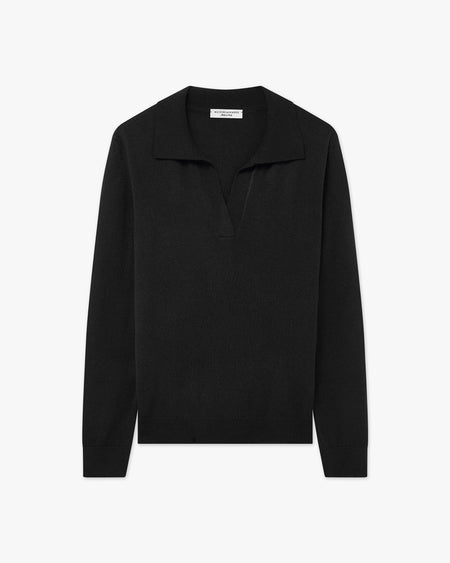 Women's Stresa Polo Sweater - Black Cashmere