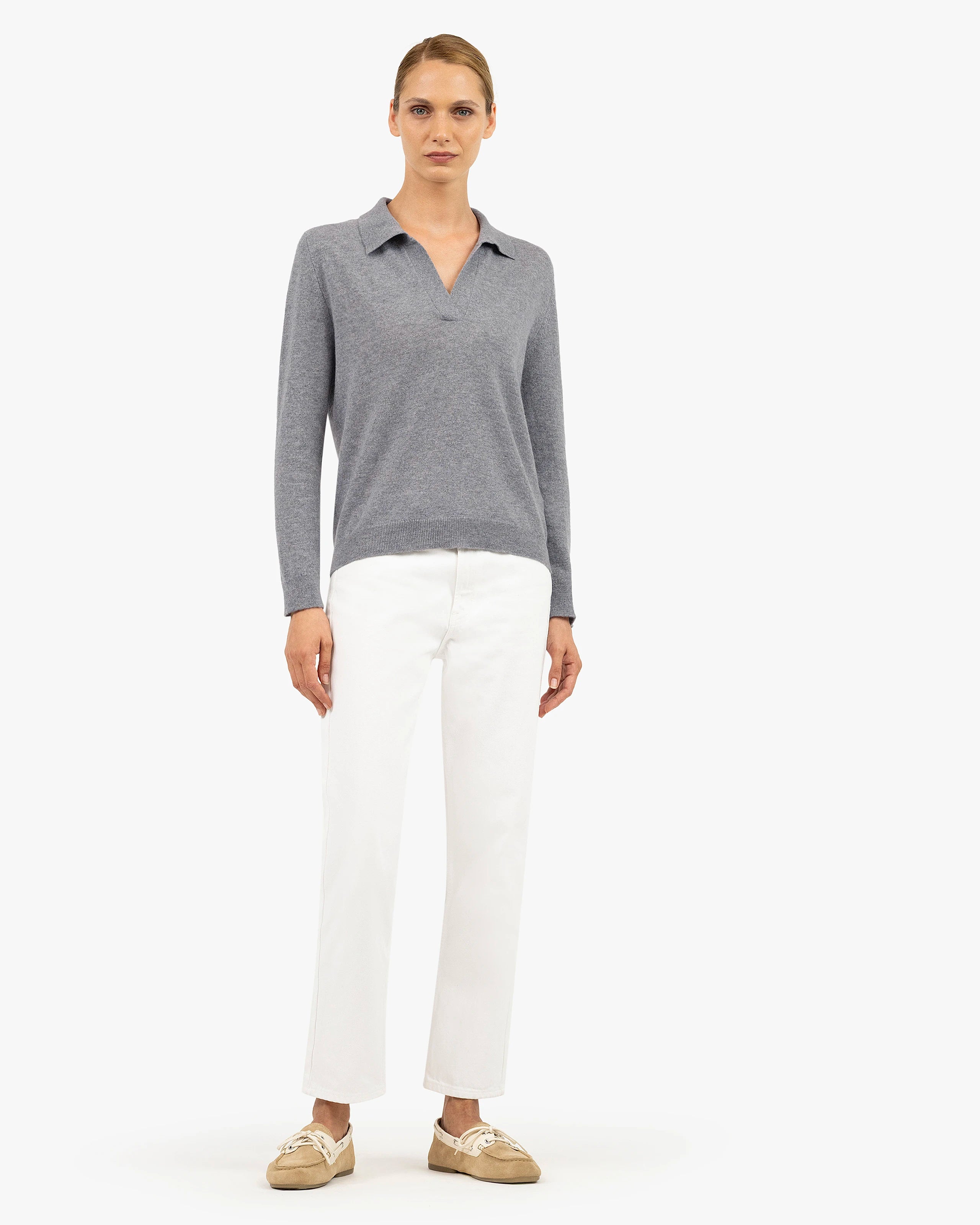Women's Stresa Polo Sweater - Grey Cashmere