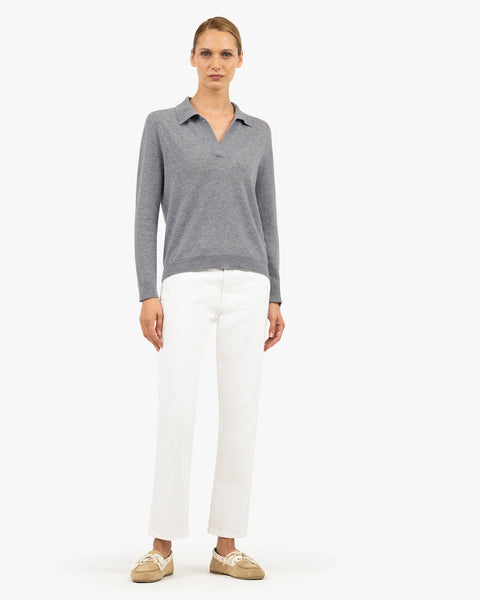 Women's Stresa Polo Sweater - Grey Cashmere