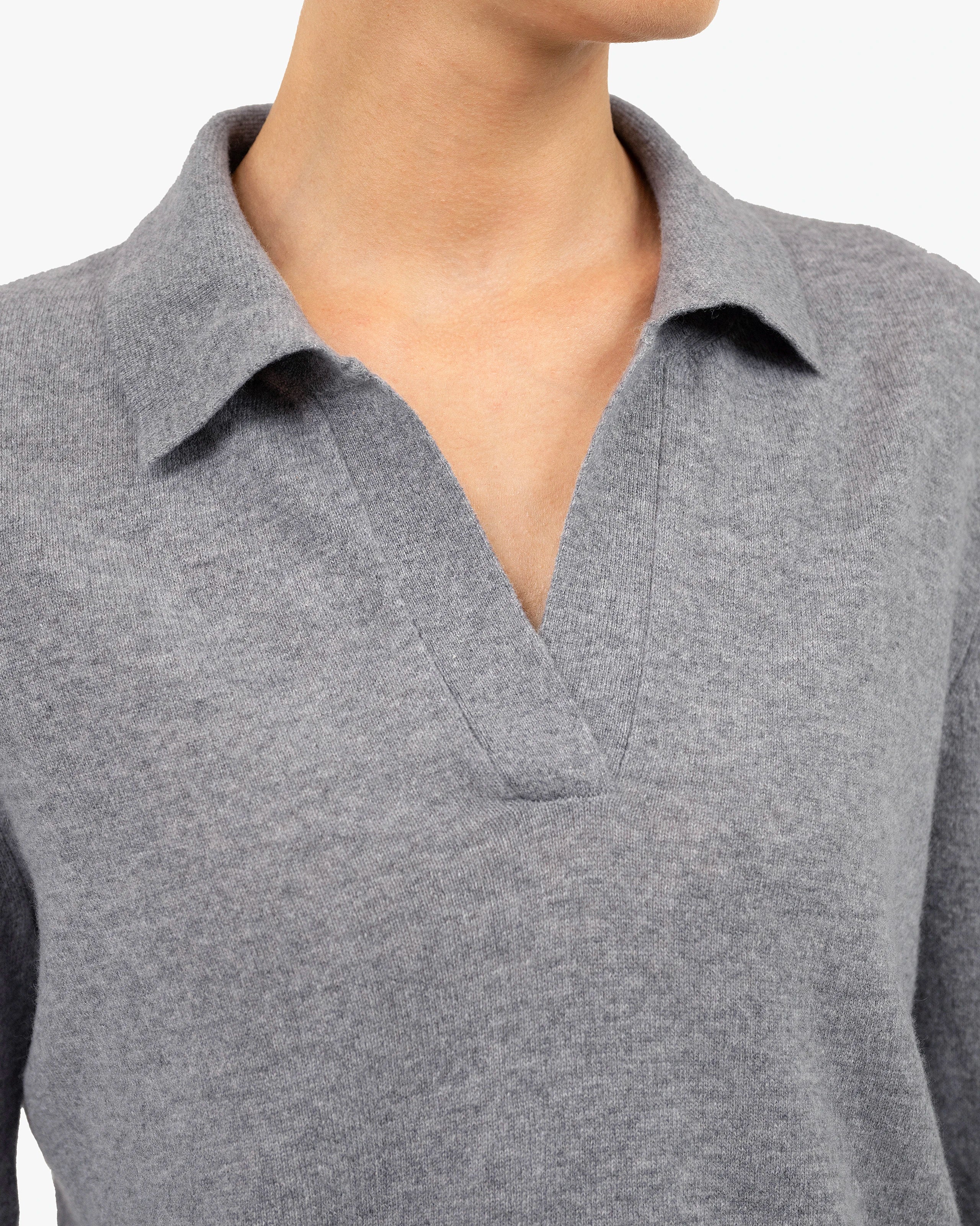 Women's Stresa Polo Sweater - Grey Cashmere