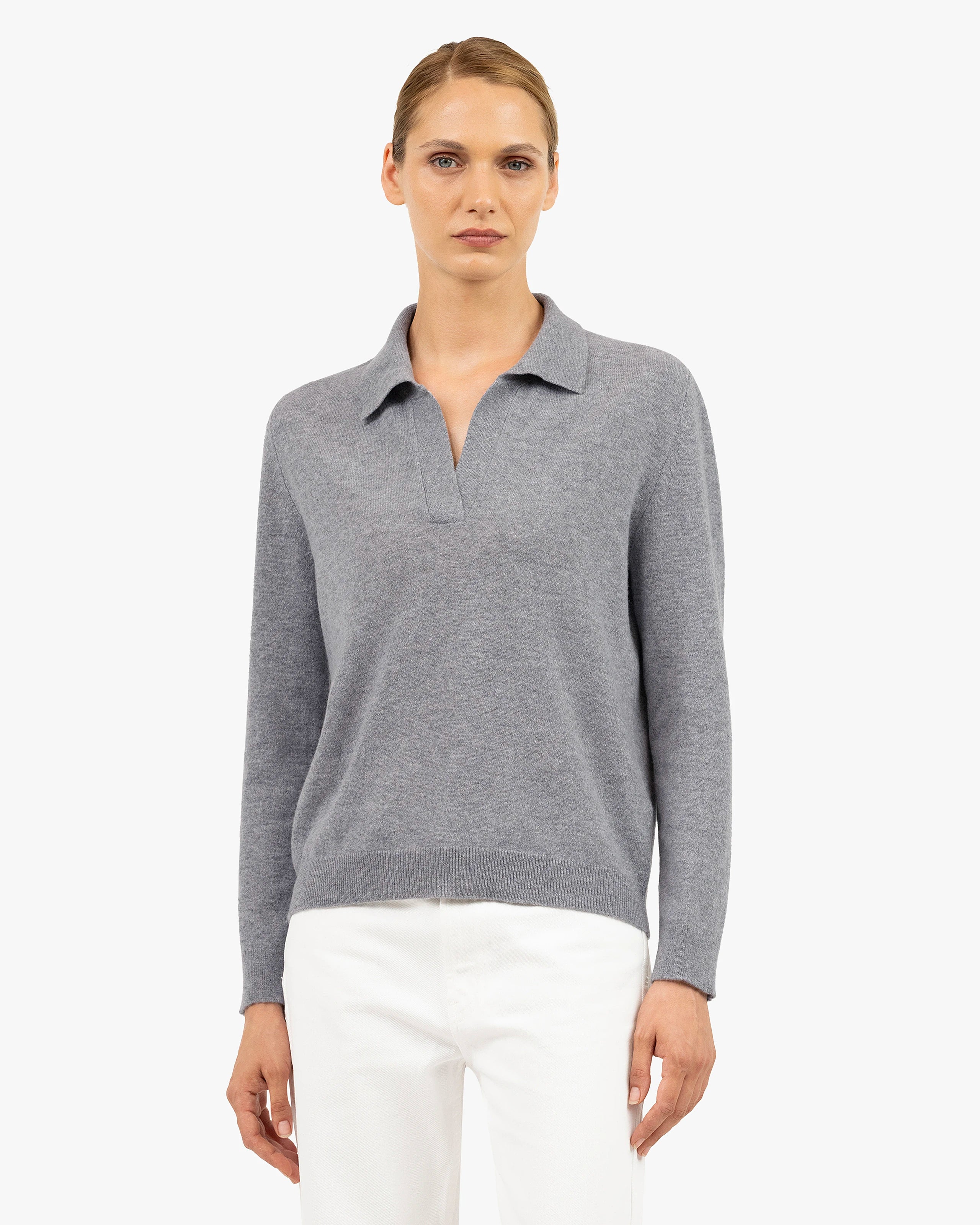 Women's Stresa Polo Sweater - Grey Cashmere