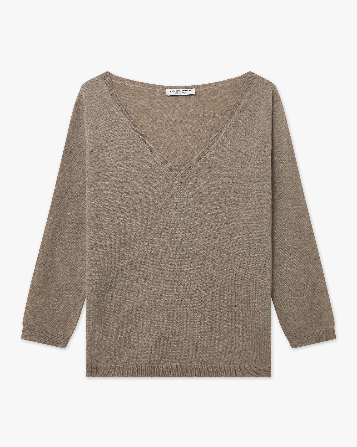 Stresa Kaschmir V-Ausschnitt Pullover Damen Taupe MaisonCashmere