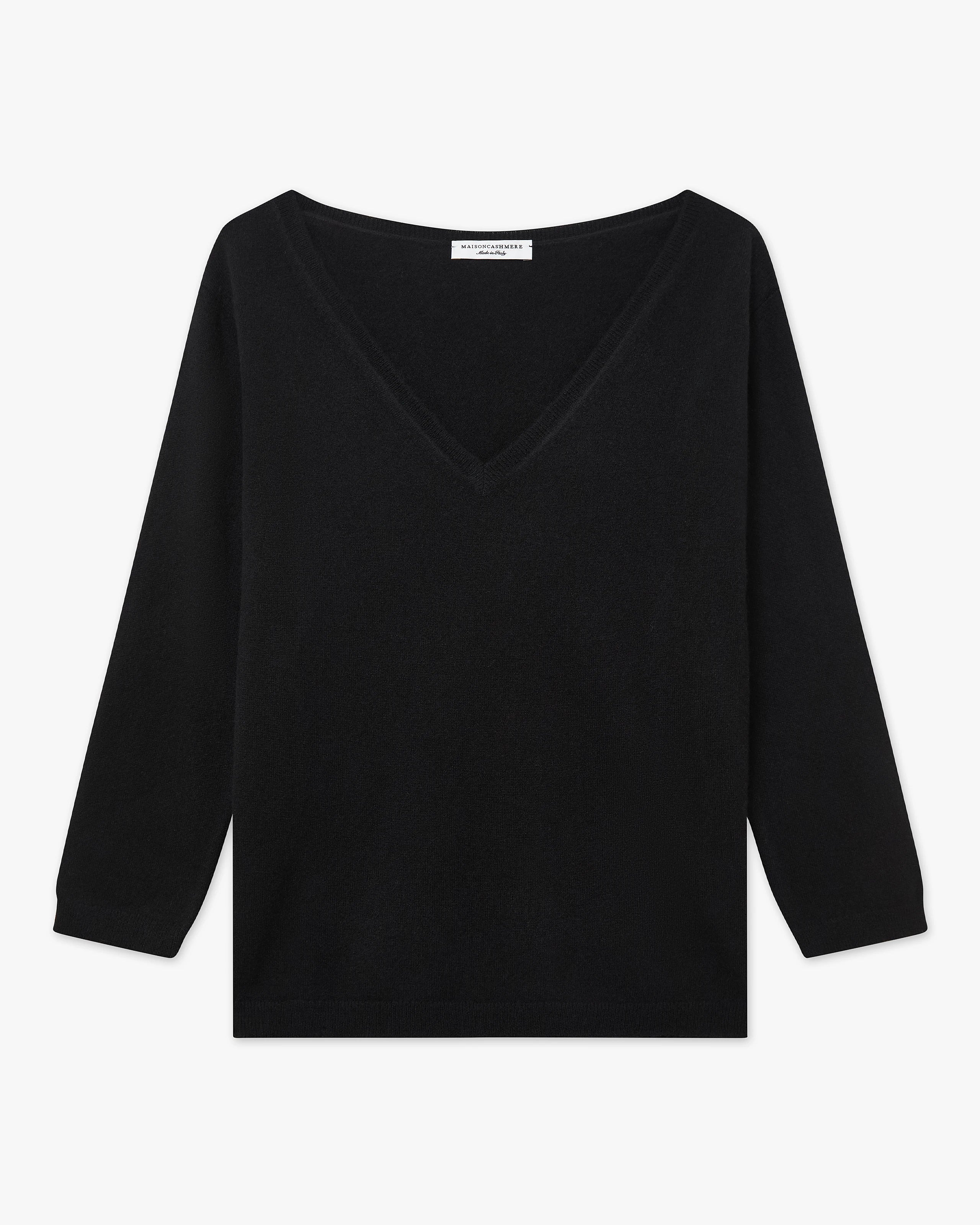 Women's Stresa V-Neck Sweater - Black Cashmere
