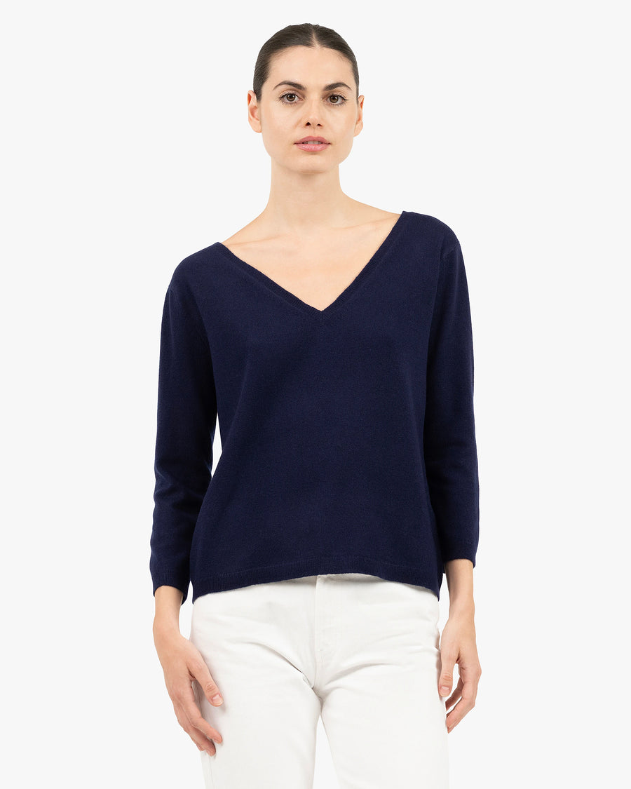 Women's Stresa V-Neck Sweater - Blue Cashmere