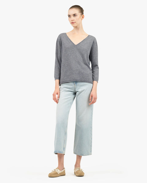 Women's Stresa V-Neck Sweater - Grey Cashmere