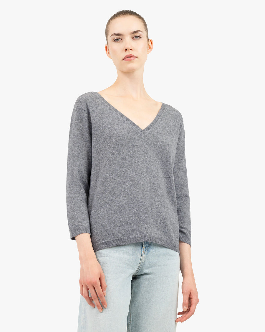 Women's Stresa V-Neck Sweater - Grey Cashmere