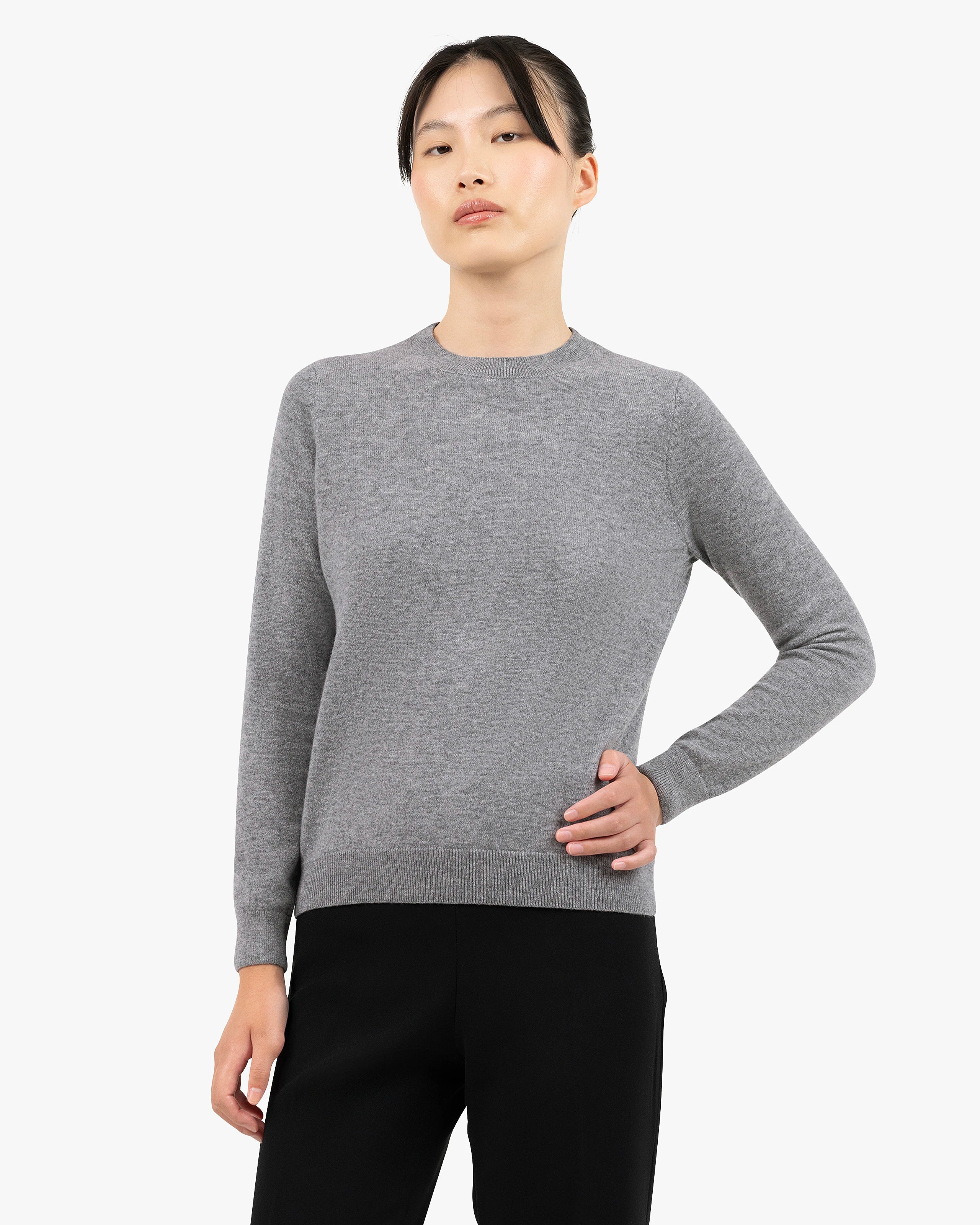 Women's Tribeca Crew Neck Sweater - Medium Grey Cashmere