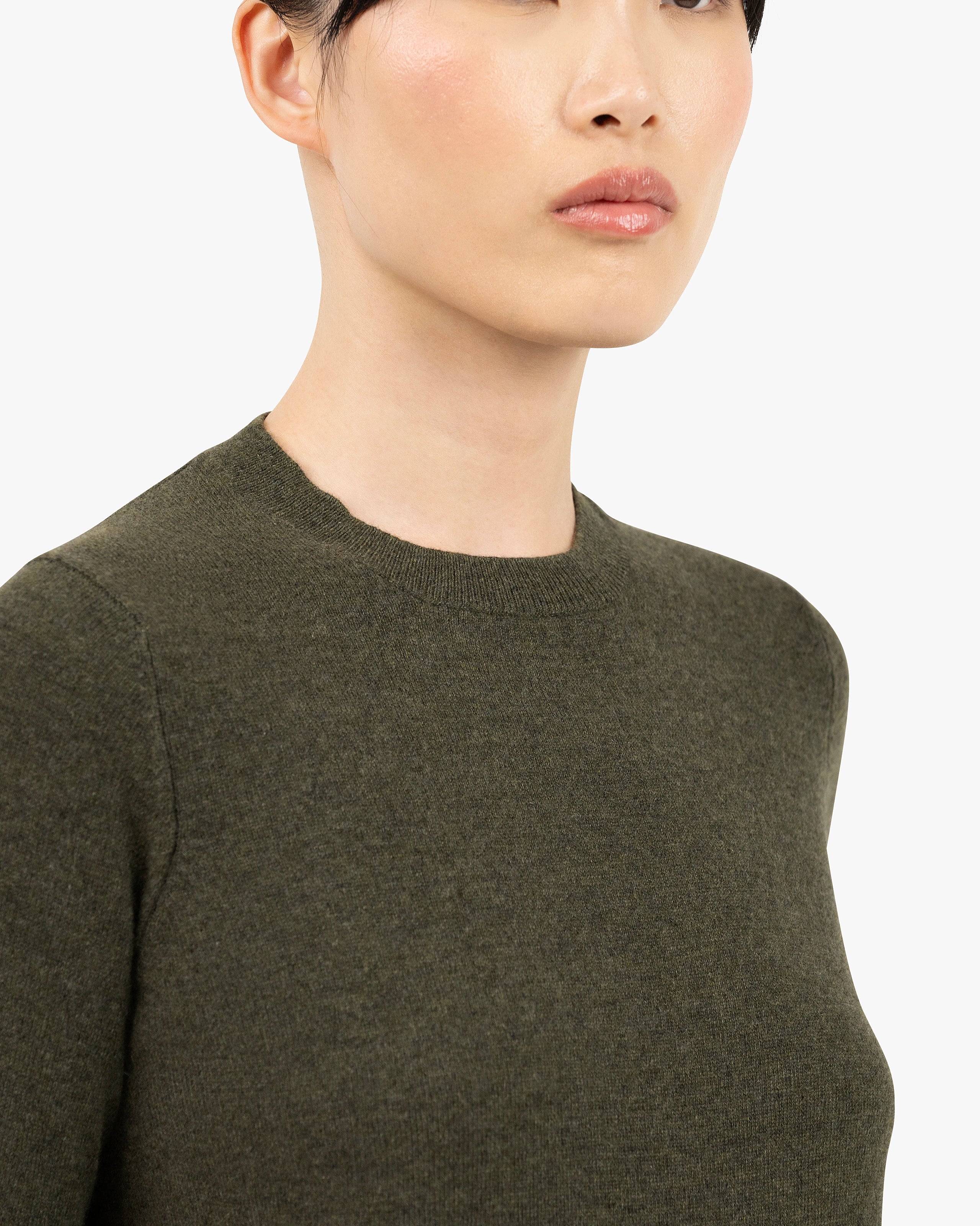 Women's Tribeca Crew Neck Sweater - Green Cashmere