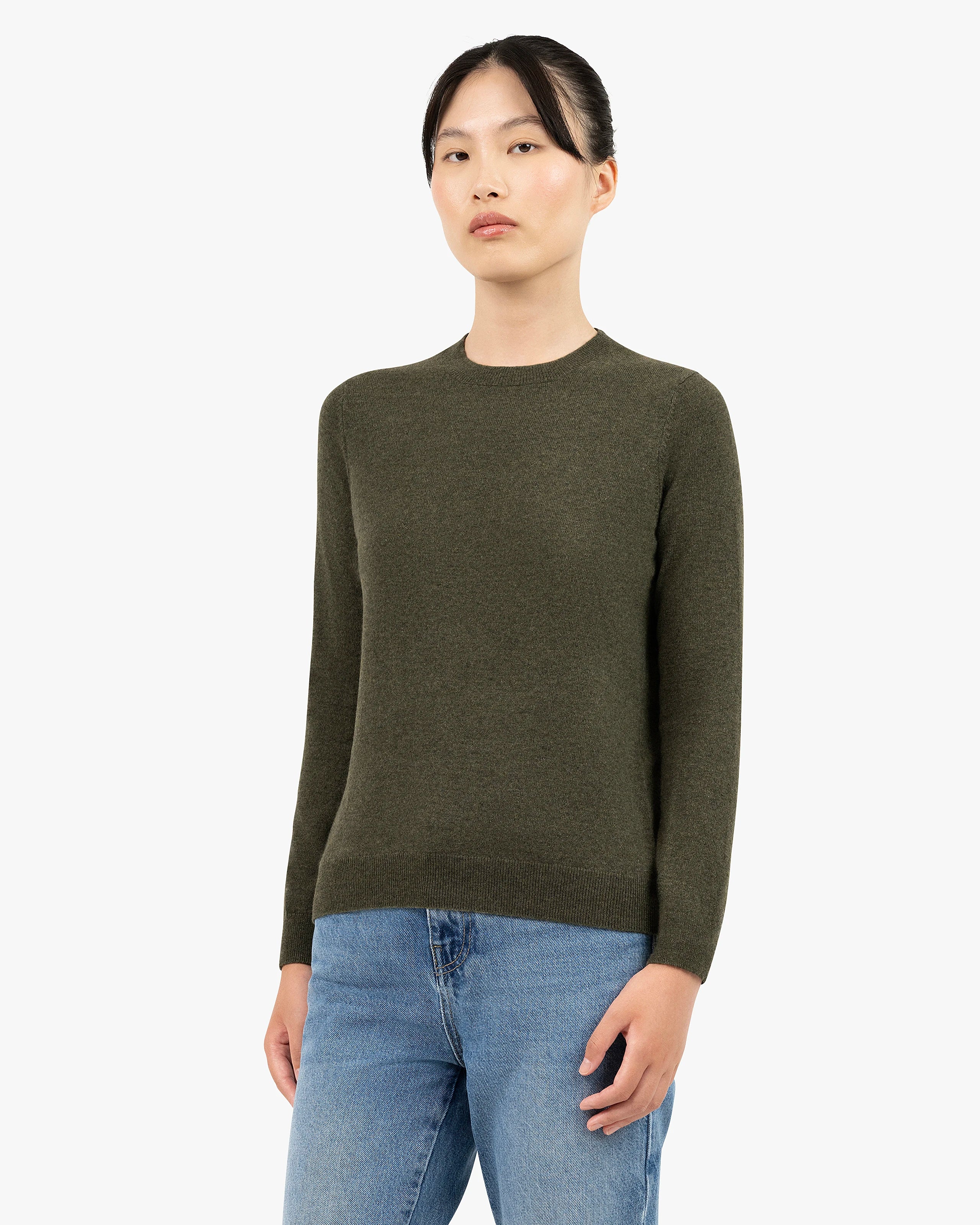 Women's Tribeca Crew Neck Sweater - Green Cashmere