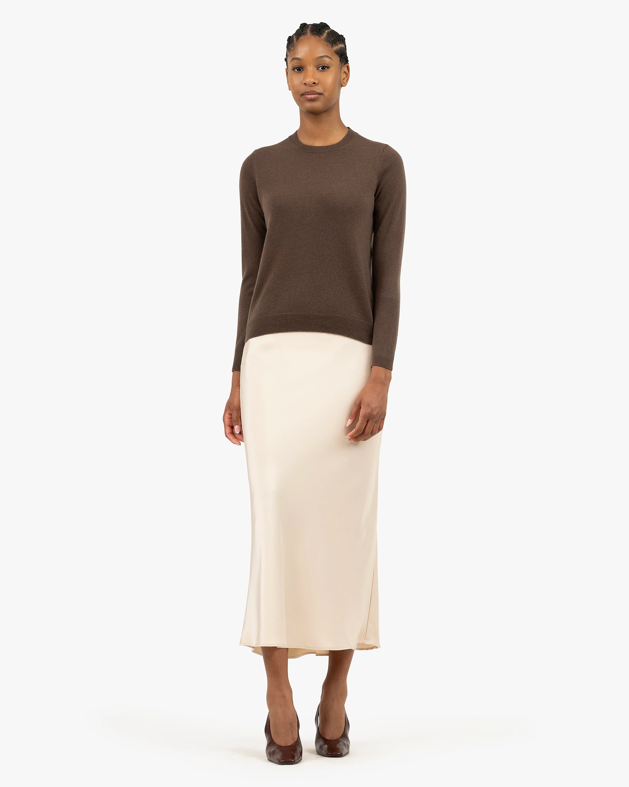 Women's Tribeca Crew Neck Sweater - Brown Cashmere