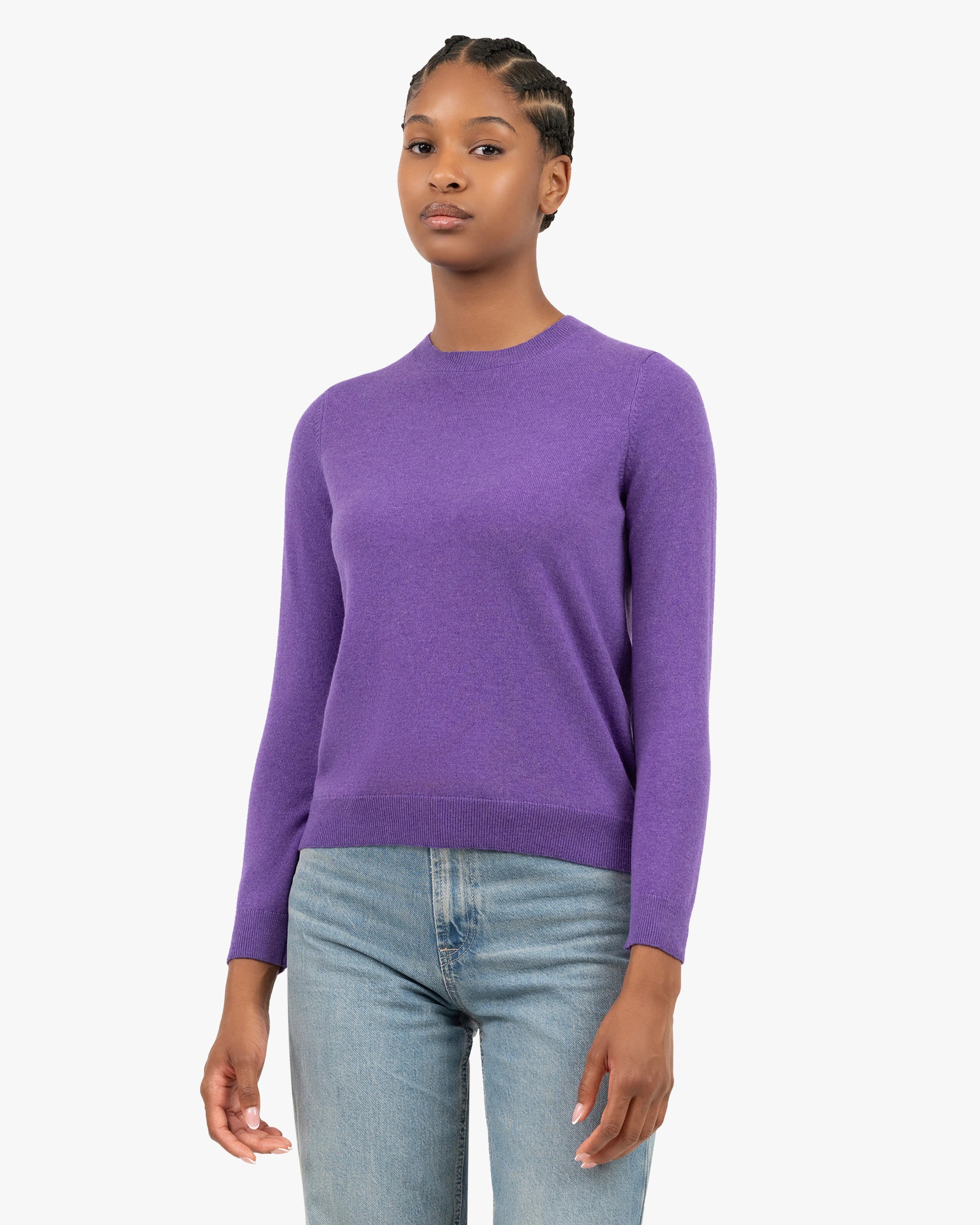 Women's Tribeca Cashmere Crew Neck Sweater - Purple | MaisonCashmere