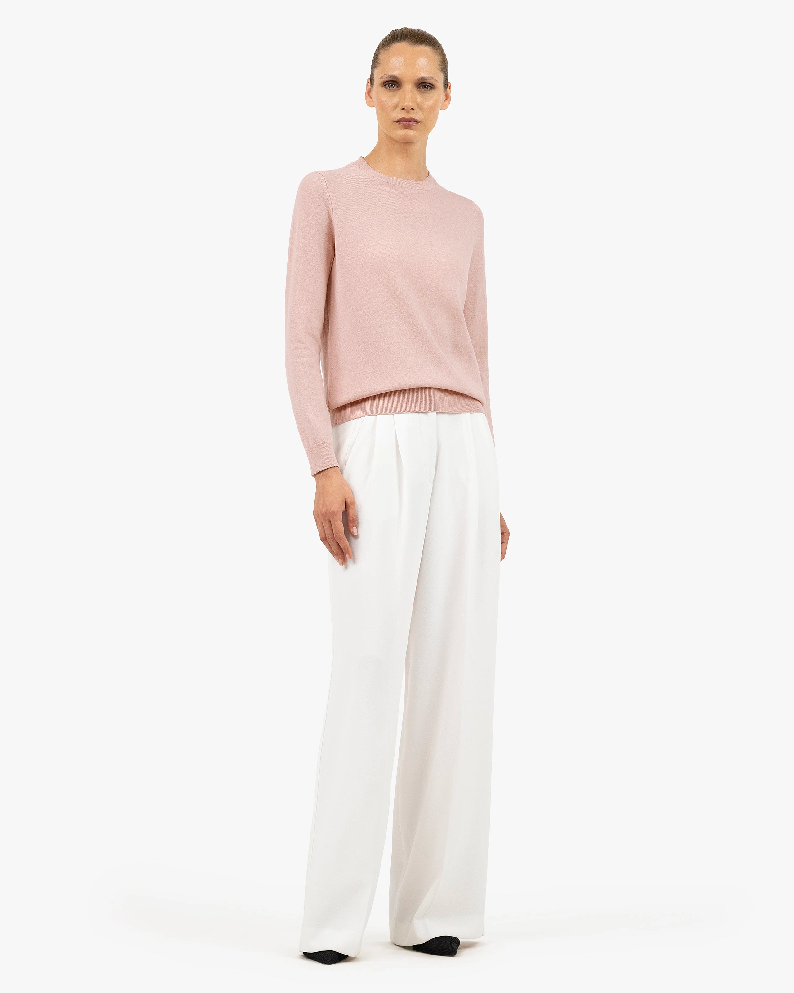 Women's Tribeca Crew Neck Sweater - Rose Cashmere