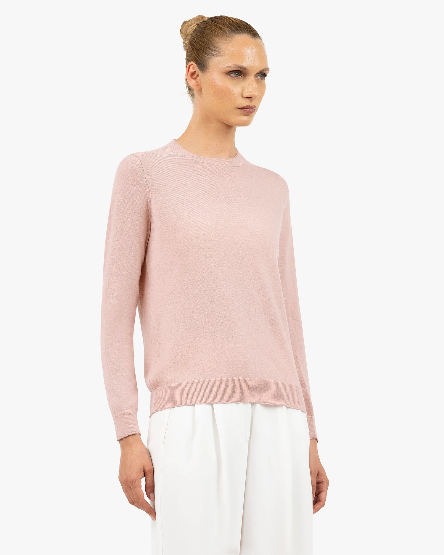 Women's Tribeca Crew Neck Sweater - Rose Cashmere