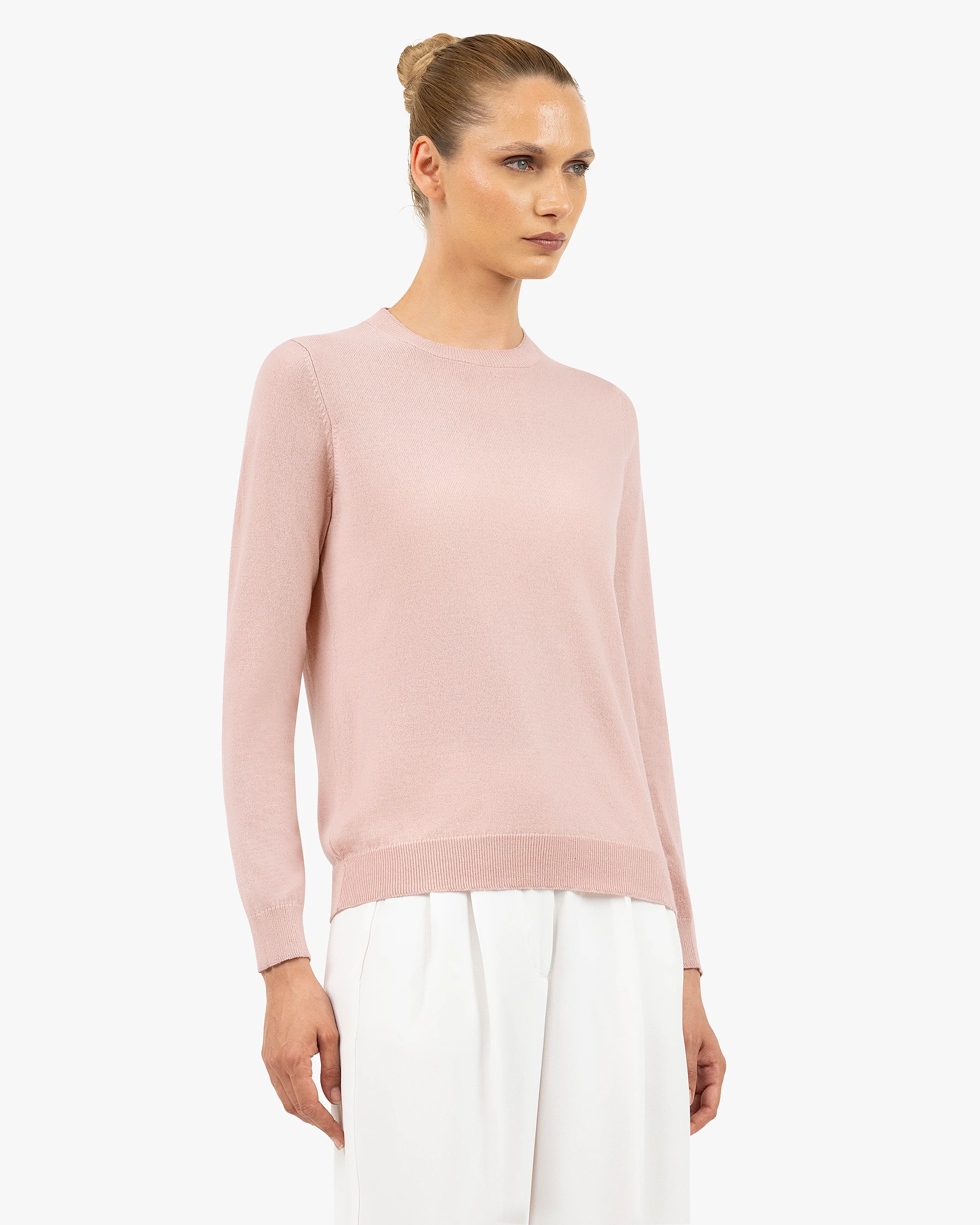 Women's Tribeca Crew Neck Sweater - Rose Cashmere