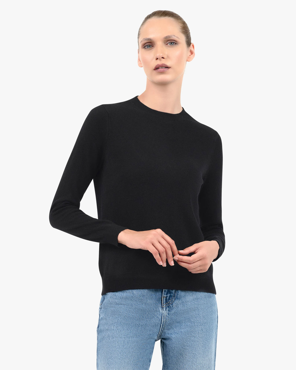 Women's Tribeca Crew Neck Sweater - Black Cashmere