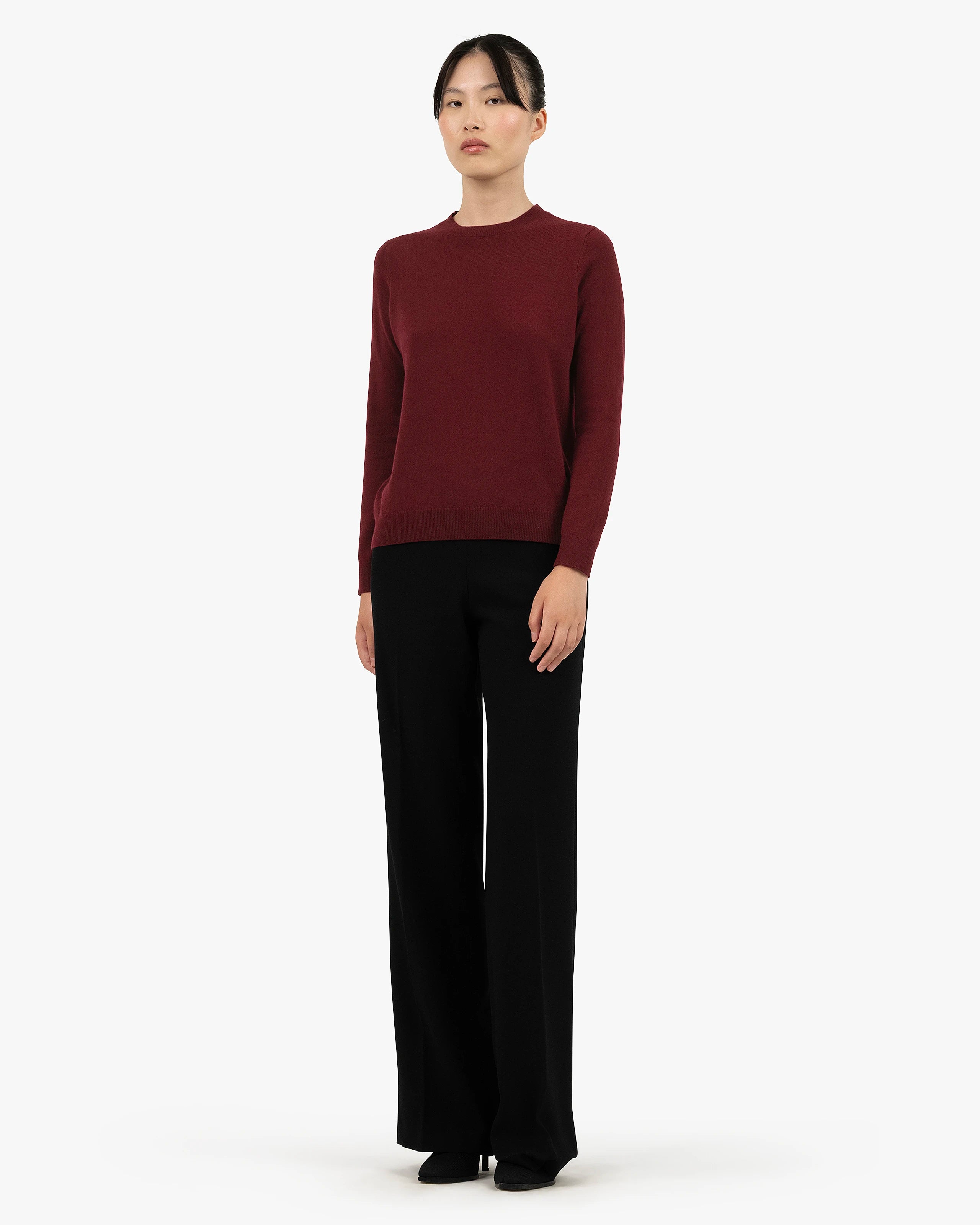 Women's Tribeca Crew Neck Sweater - Bordeaux Cashmere