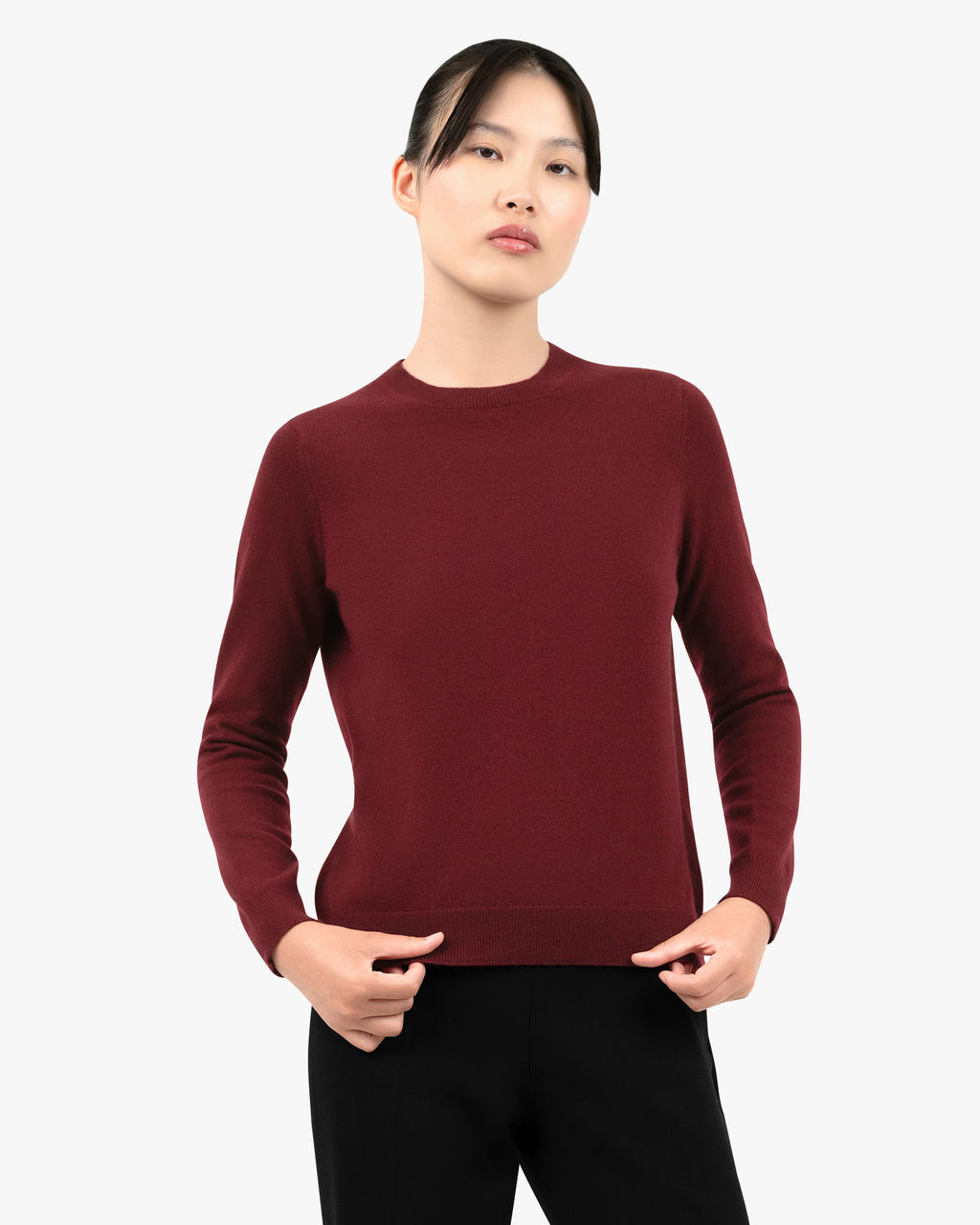 Women's Tribeca Crew Neck Sweater - Bordeaux Cashmere