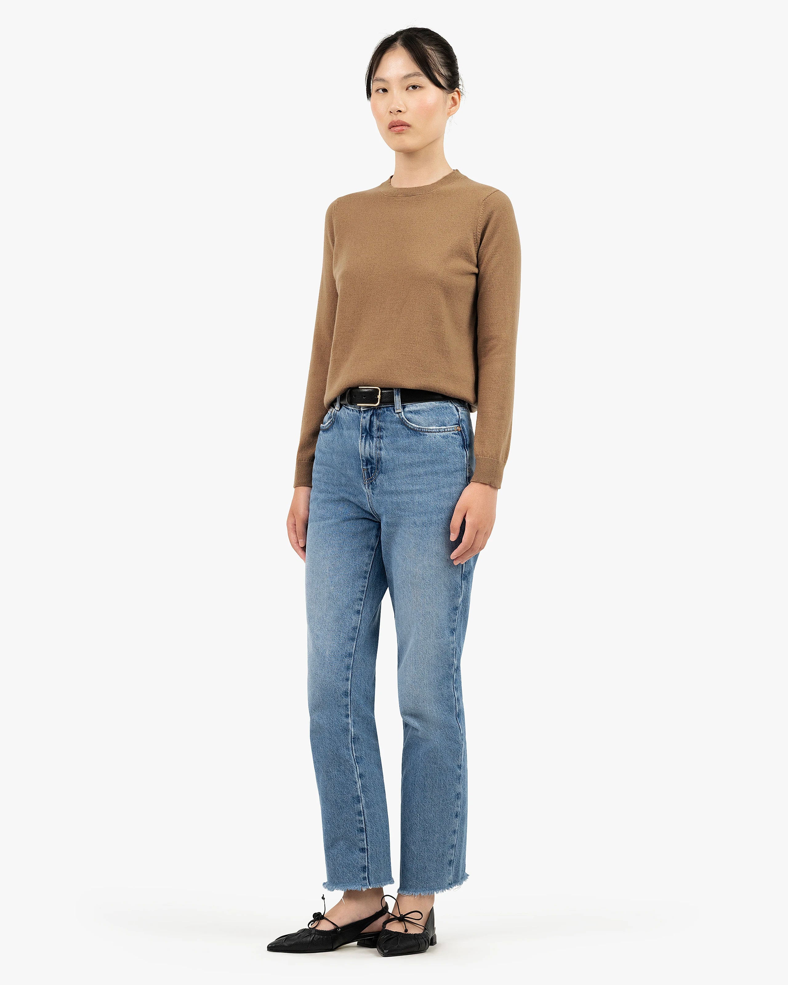 Women's Tribeca Crew Neck Sweater - Camel Cashmere