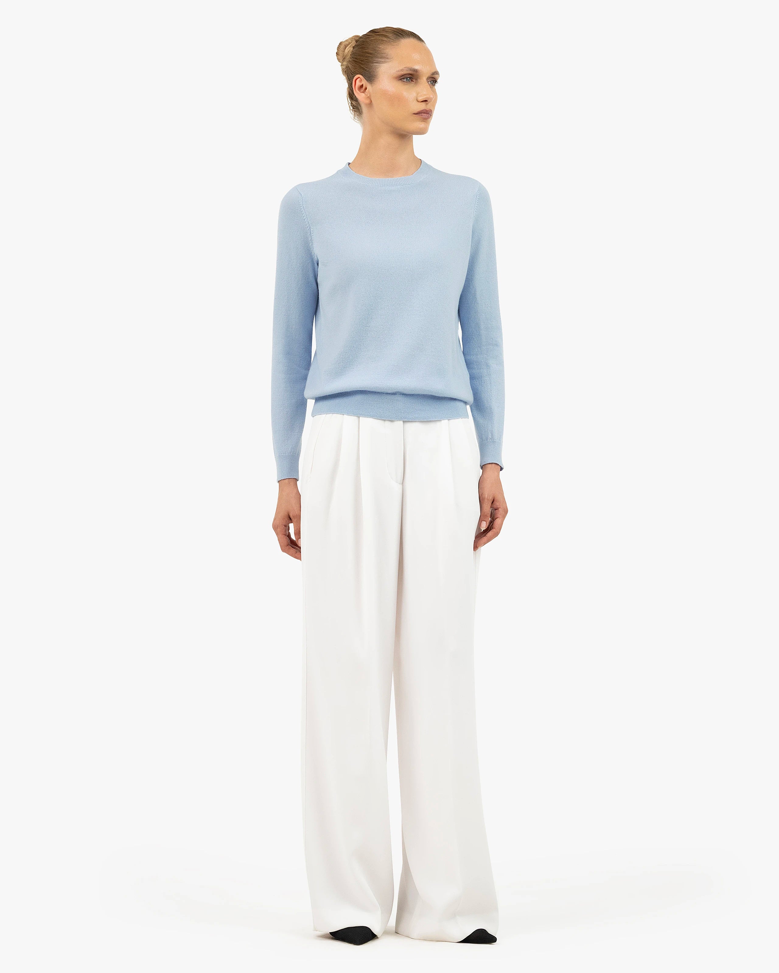 Women's Tribeca Crew Neck Sweater - Light Blue Cashmere
