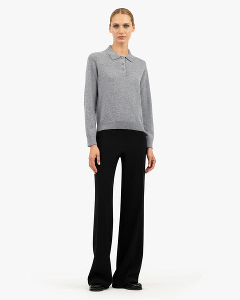 Women's Tribeca Cashmere Polo Sweater - Medium Grey | MaisonCashmere
