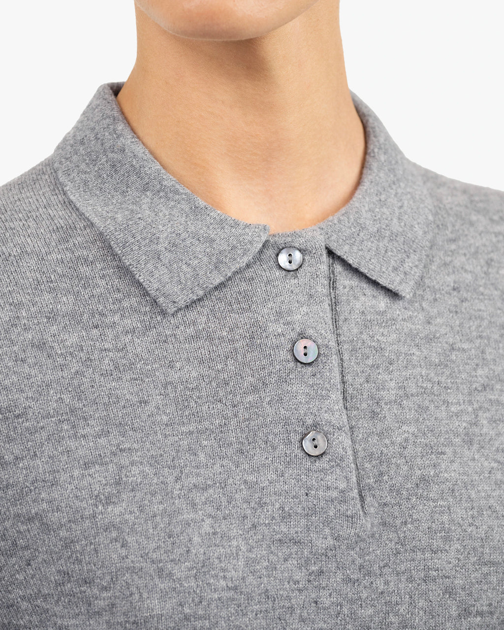 Women's Tribeca Cashmere Polo Sweater - Medium Grey | MaisonCashmere Women's Tribeca Cashmere Polo Sweater - Medium Grey | MaisonCashmere