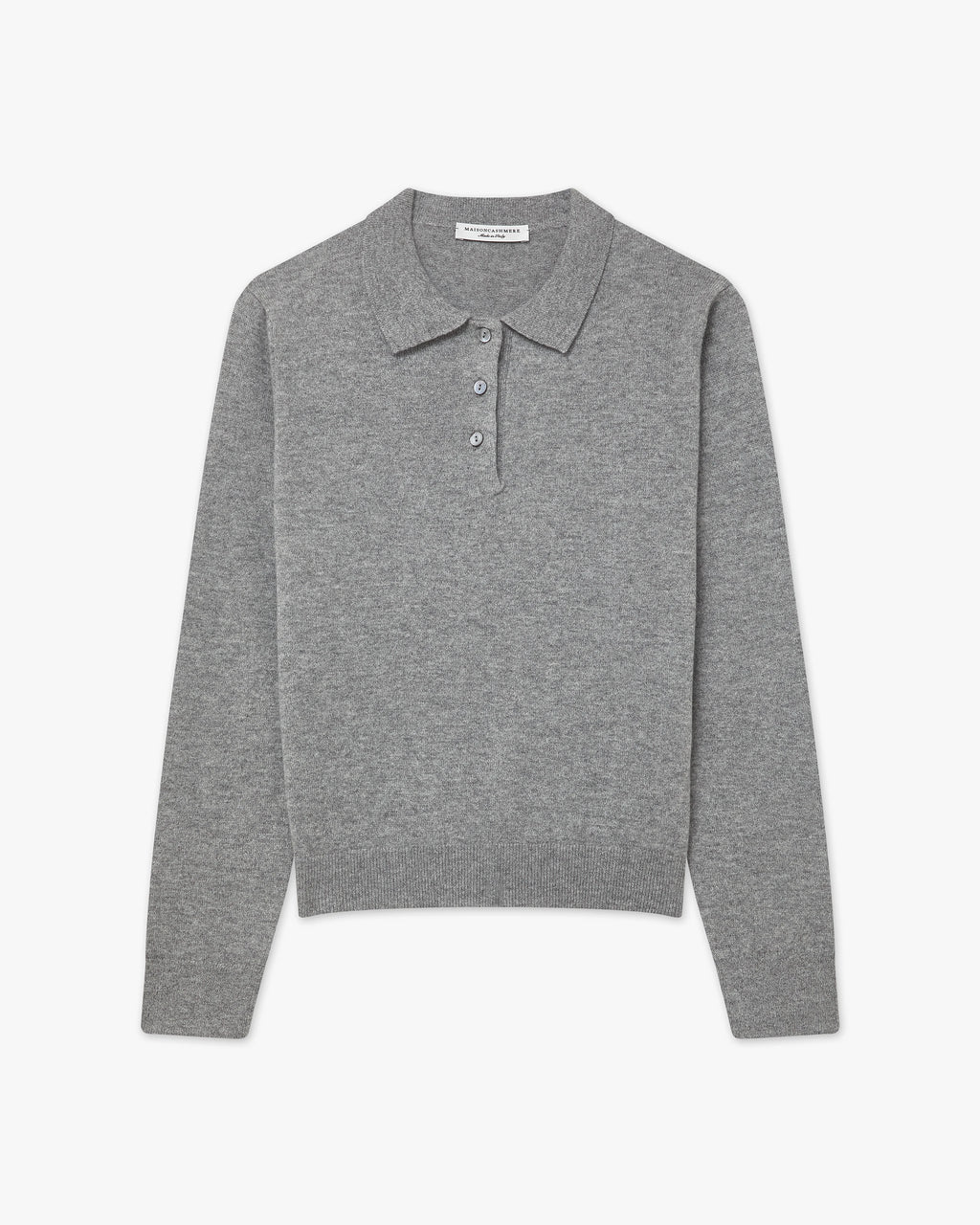 Women's Tribeca Cashmere Polo Sweater - Medium Grey | MaisonCashmere Women's Tribeca Cashmere Polo Sweater - Medium Grey | MaisonCashmere