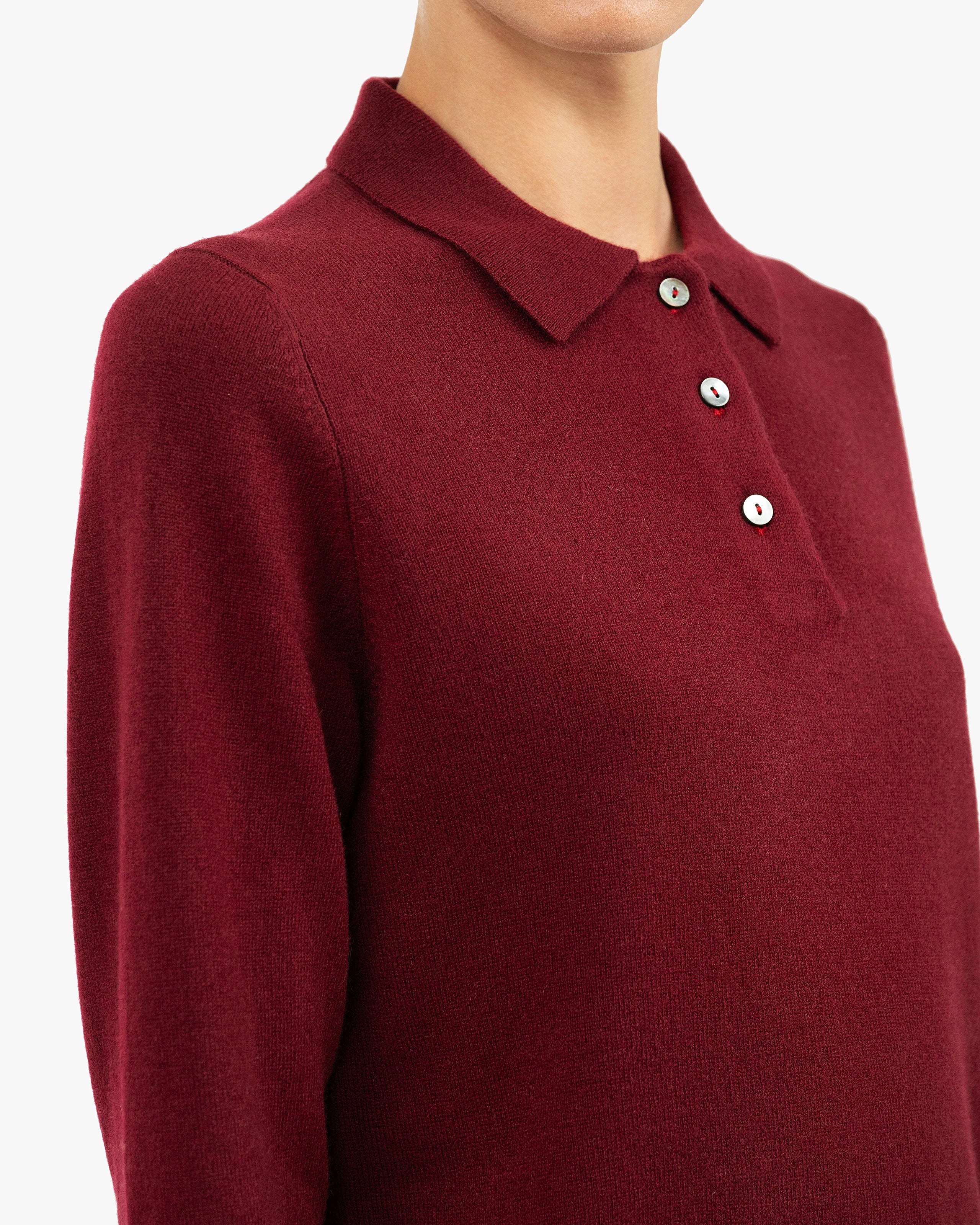 Women's Tribeca Polo Sweater - Bordeaux Cashmere