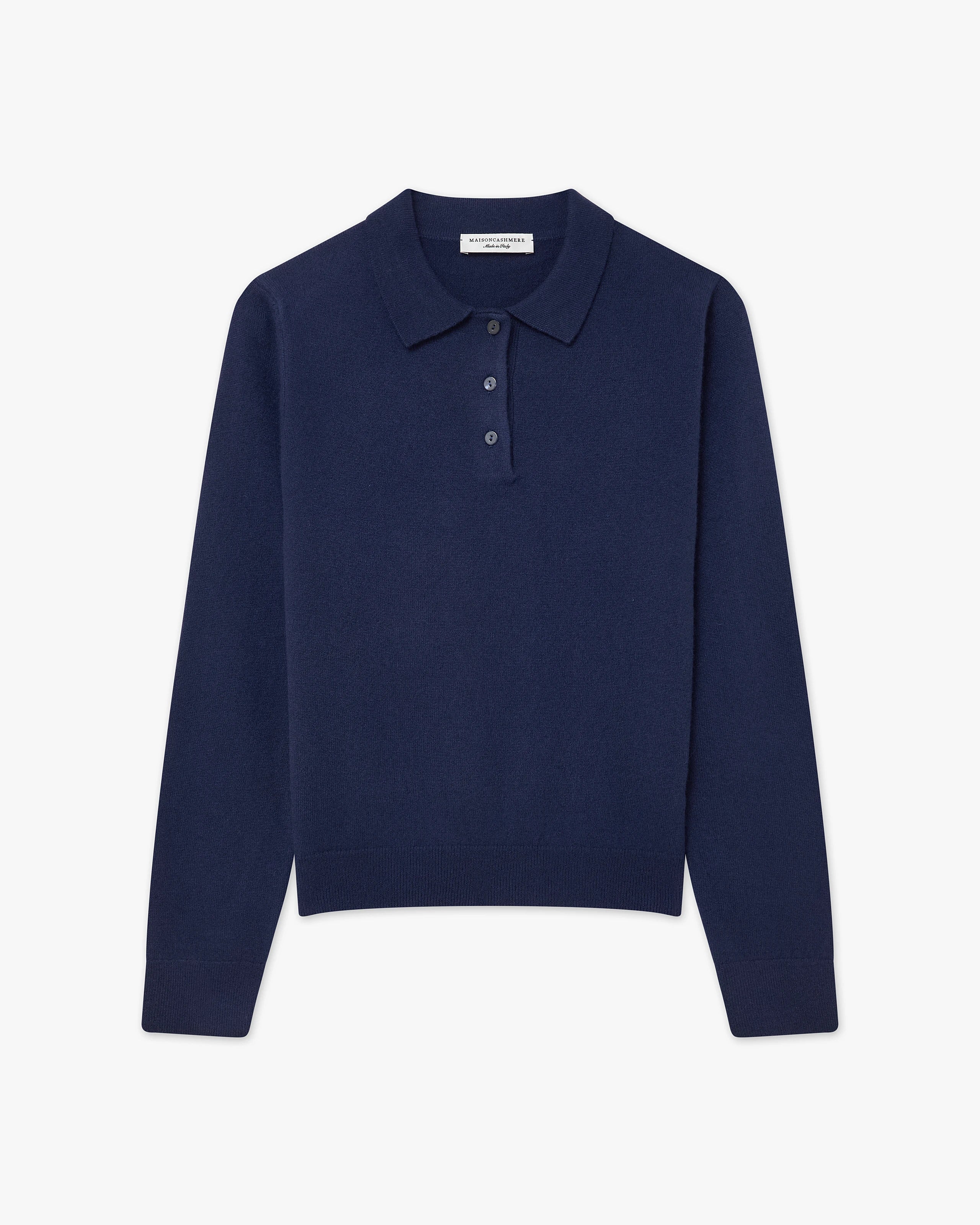 Women's Tribeca Cashmere Polo Sweater - Blue | MaisonCashmere