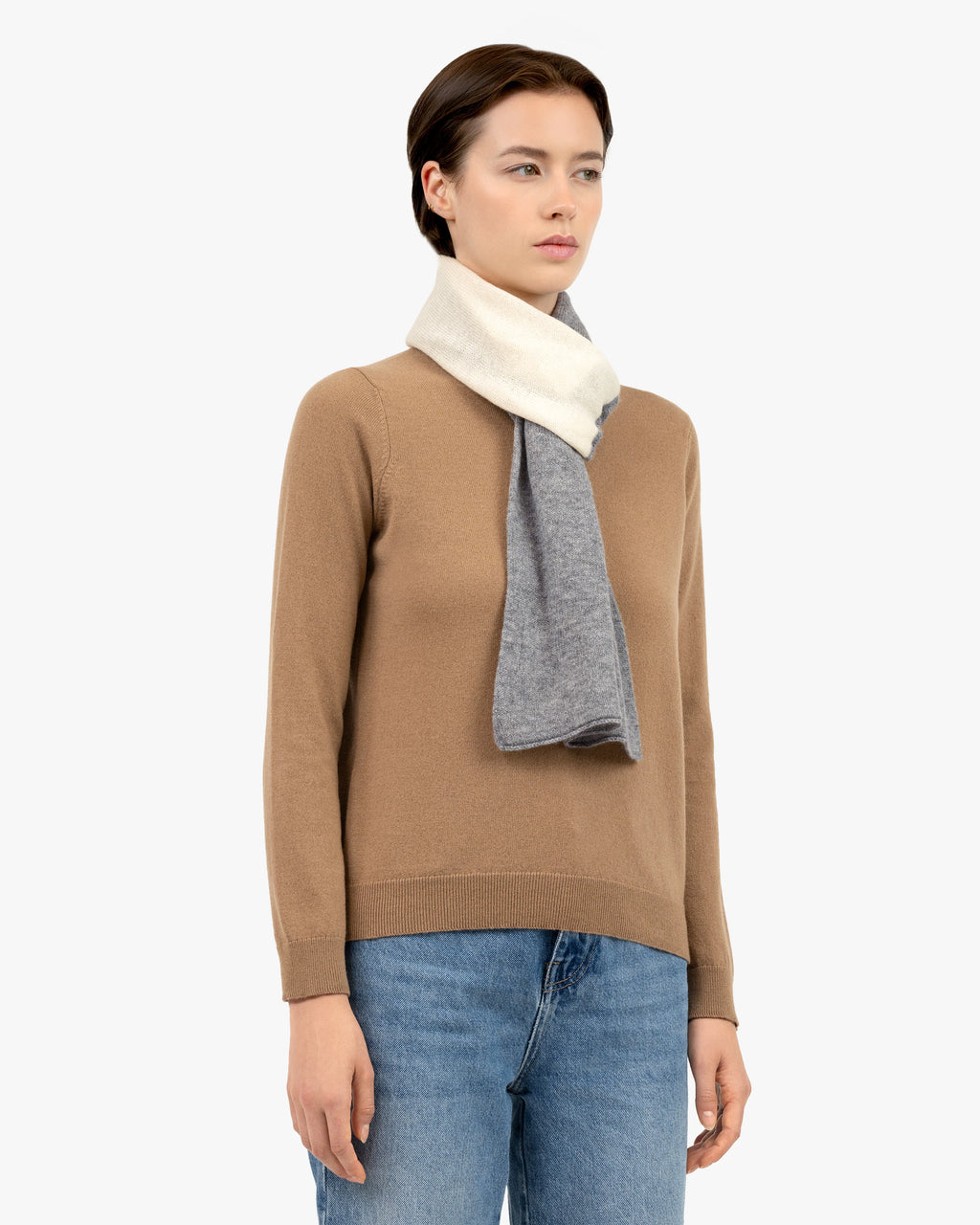 Women's Two-Tone Scarf - Medium Grey Cashmere