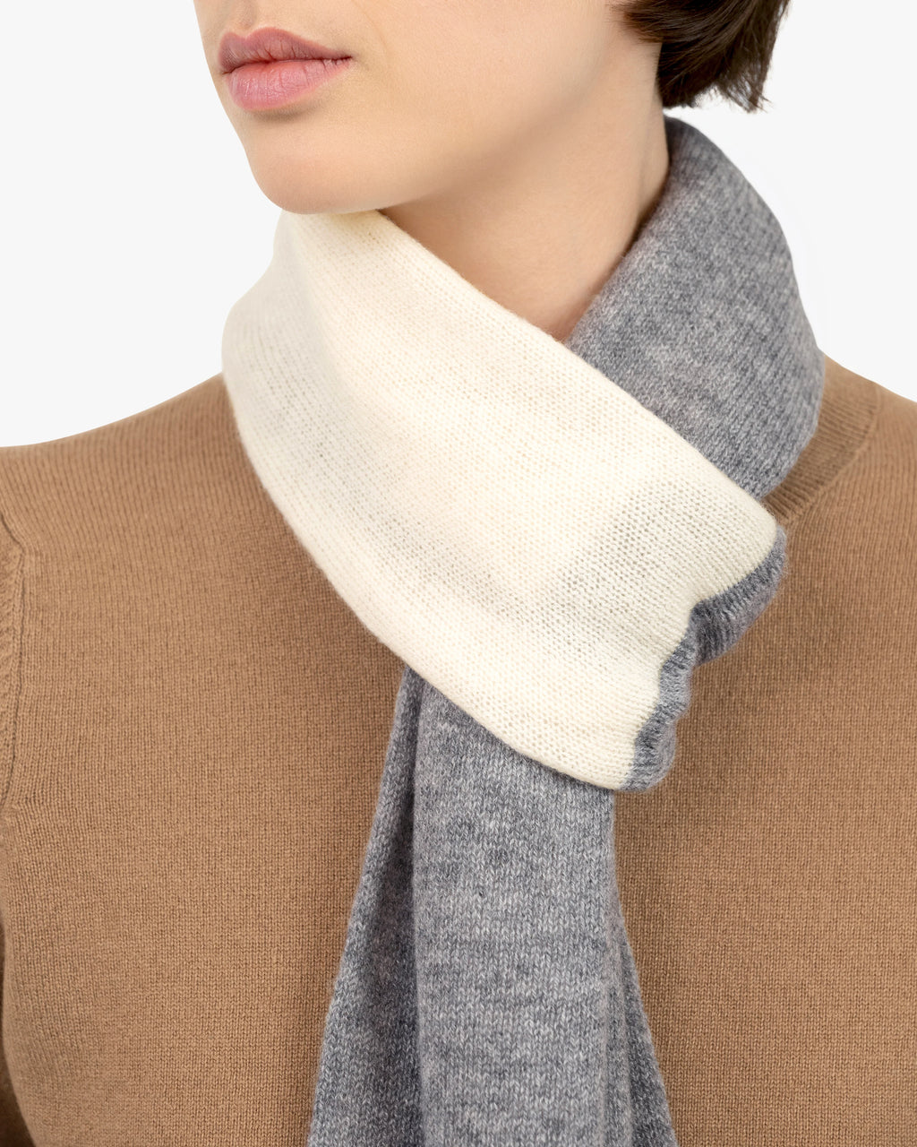 Women's Two-Tone Scarf - Medium Grey Cashmere