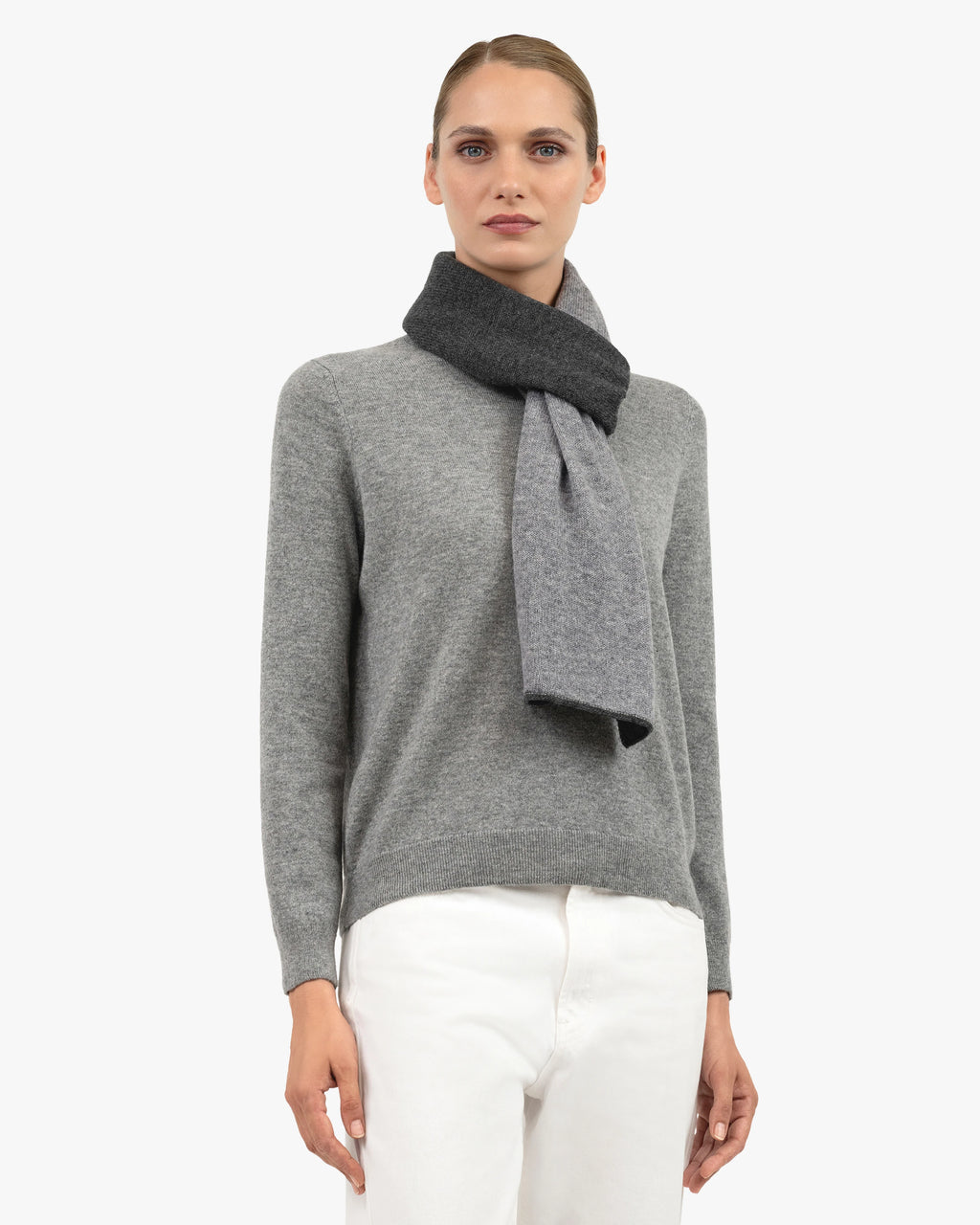 Women's Two-Tone Scarf - Charcoal Cashmere