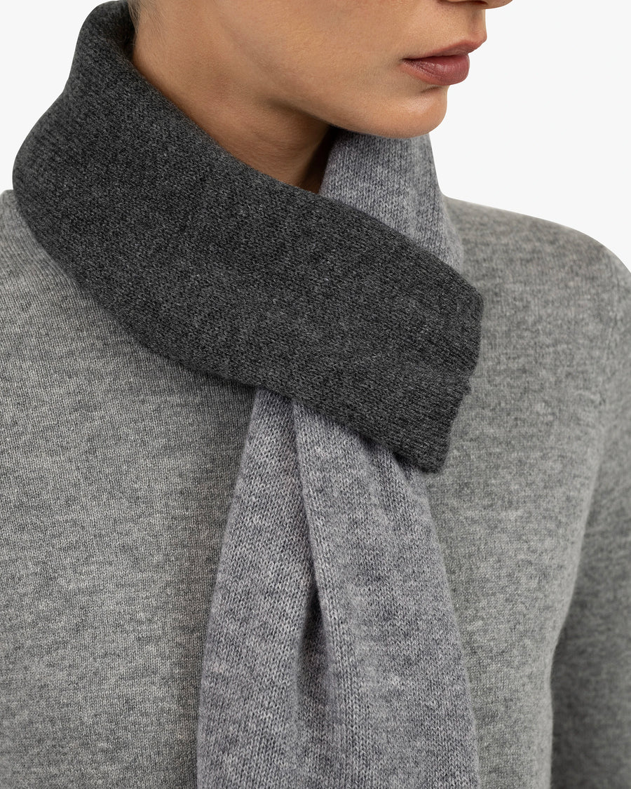 Women's Two-Tone Scarf - Charcoal Cashmere
