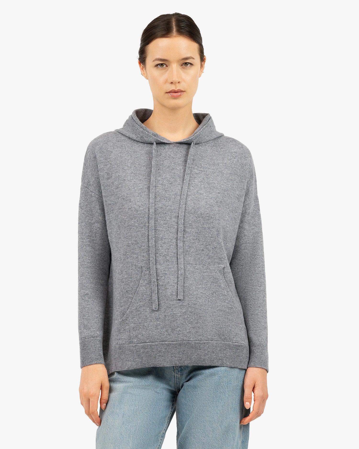 Women's Velia Oversized Cashmere Hoodie Mid Grey MaisonCashmere