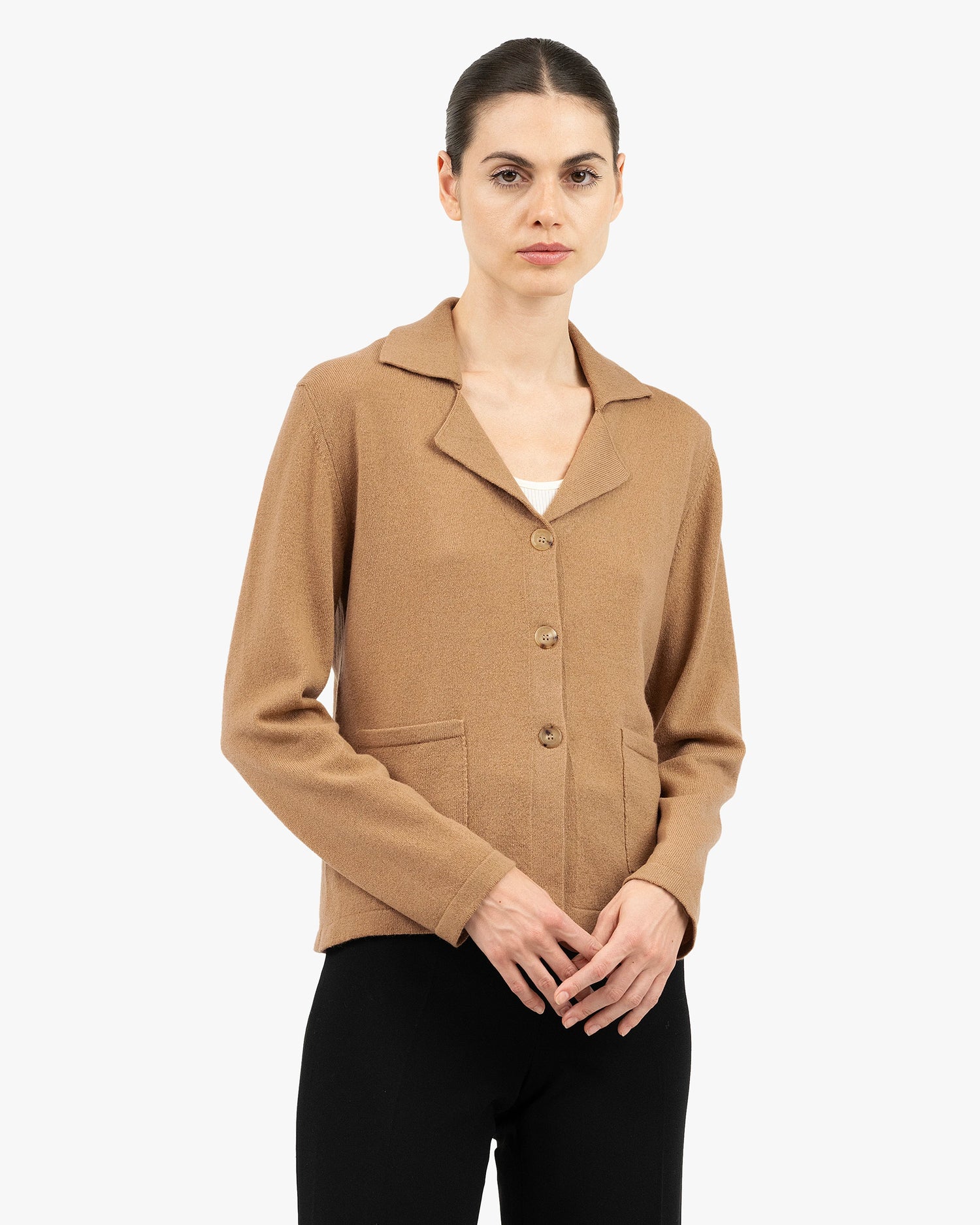Siena Wolle-Kaschmir Strickjacke Damen Camel MaisonCashmere