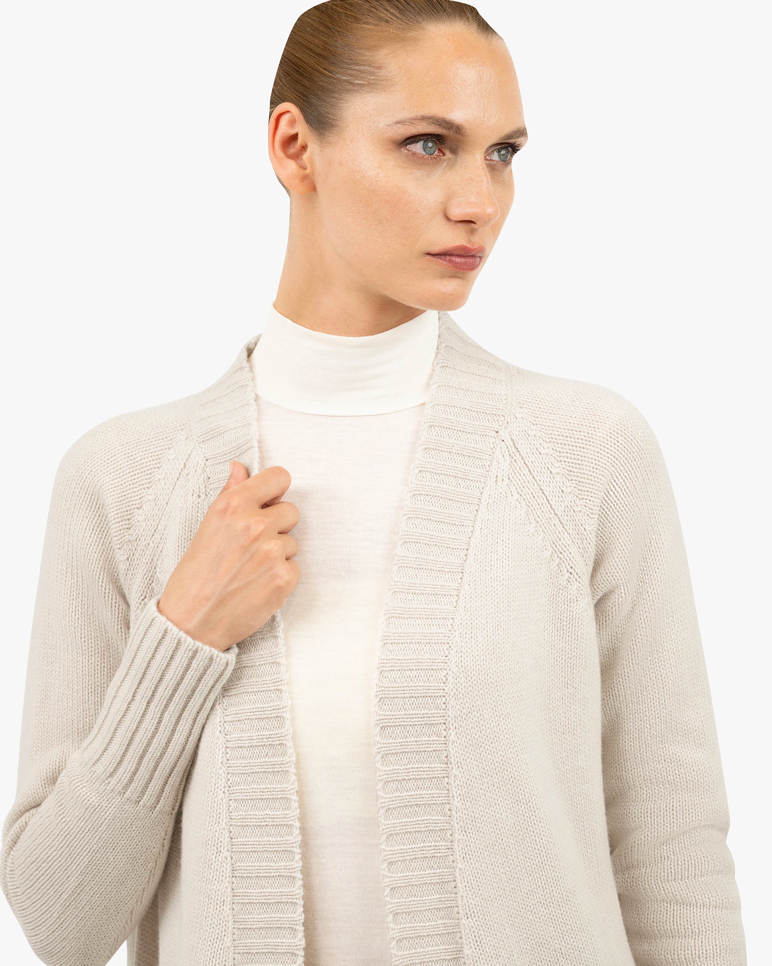 Dalmar Long Cardigan - White Merino / Cashmere