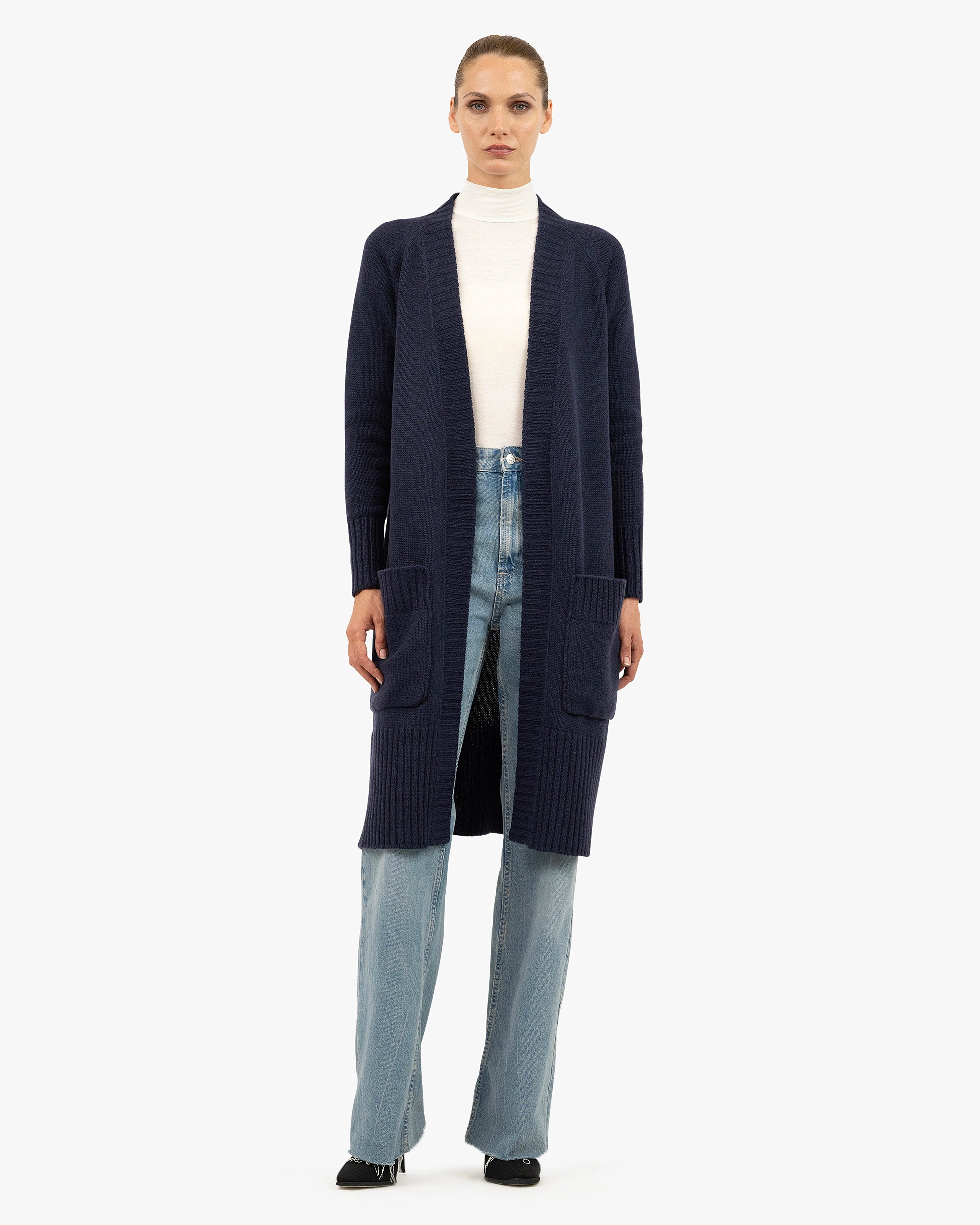 Dalmar Long Cardigan - Blue Merino / Cashmere