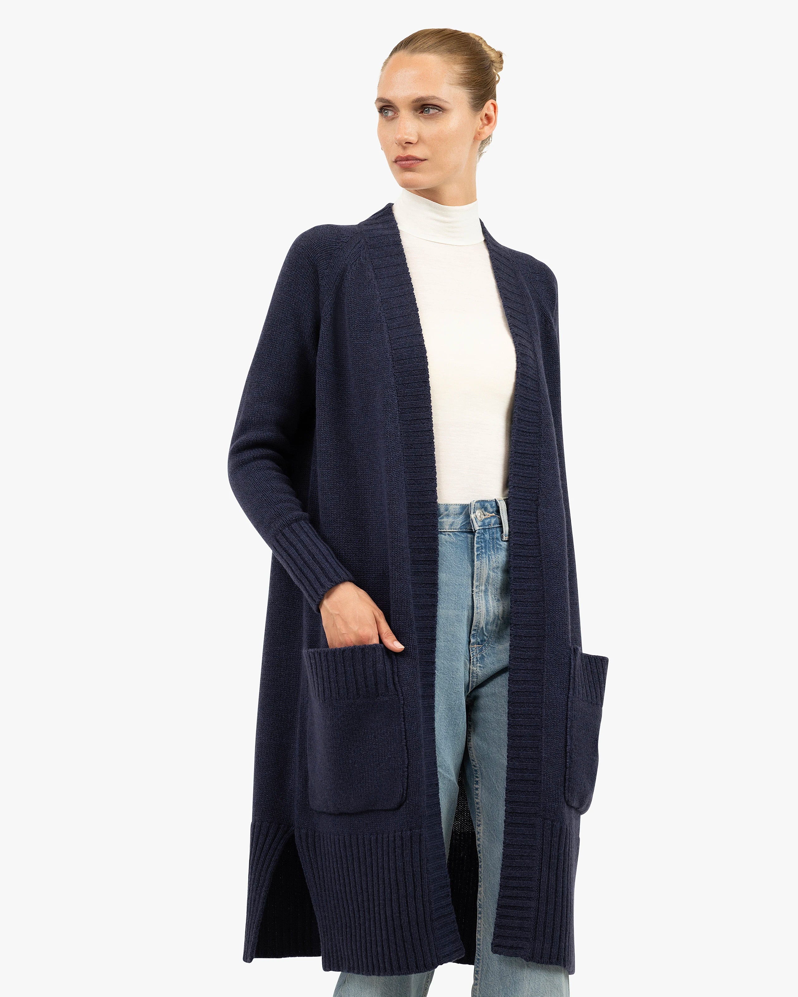 Dalmar Long Cardigan - Blue Merino / Cashmere