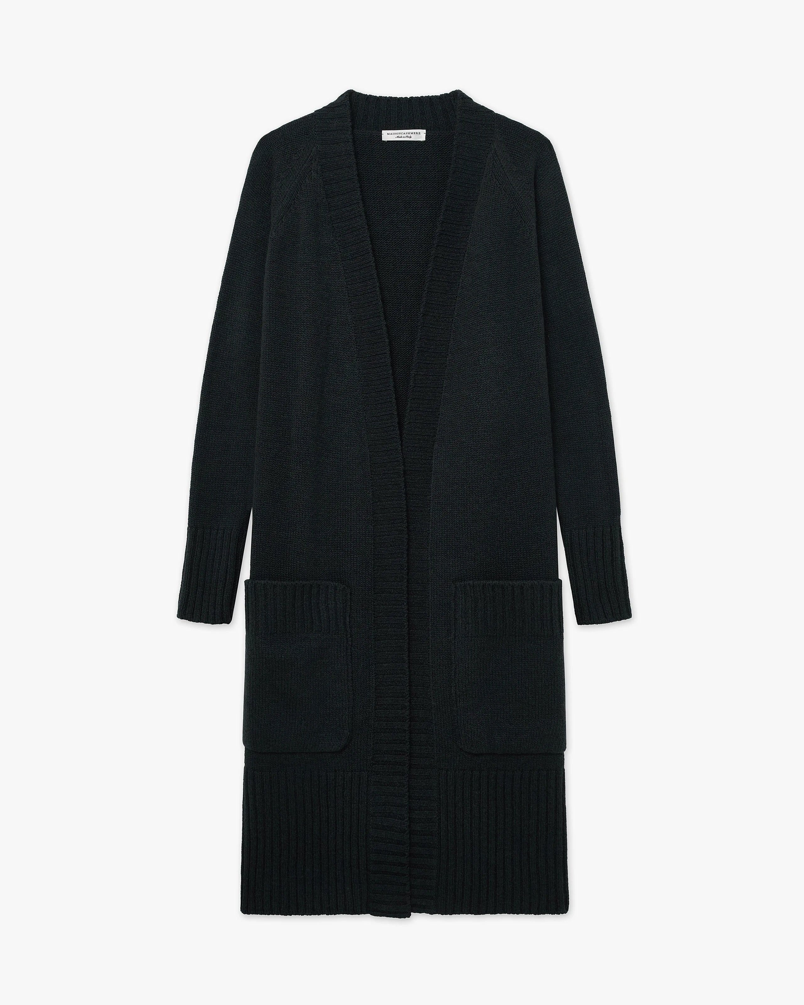 Dalmar Long Cardigan - Black Merino / Cashmere