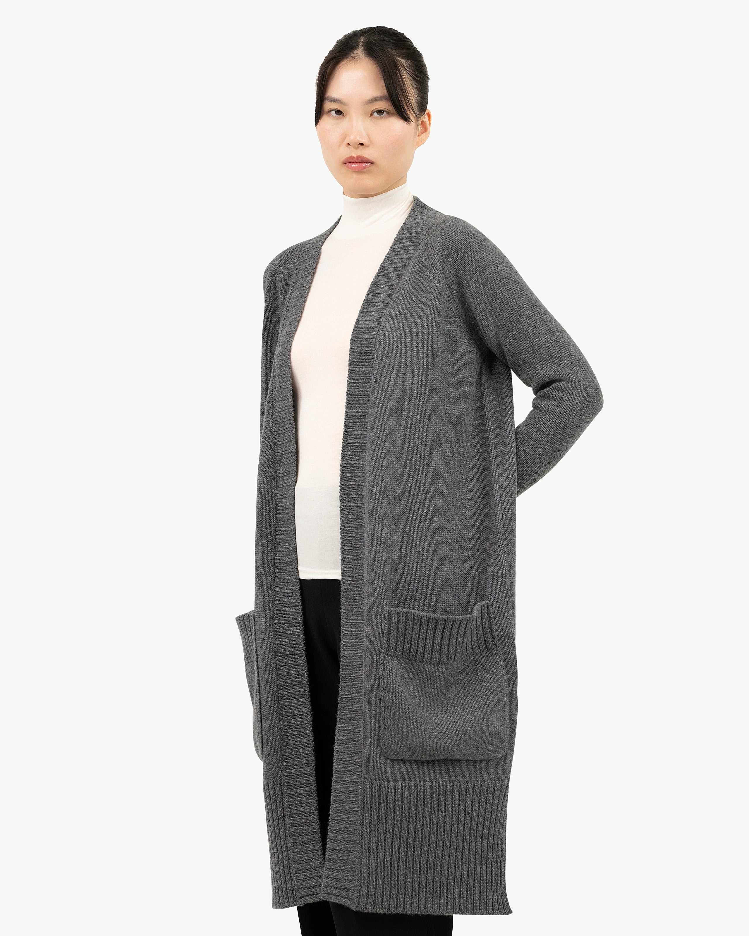 Dalmar Long Cardigan - Medium Grey Merino / Cashmere