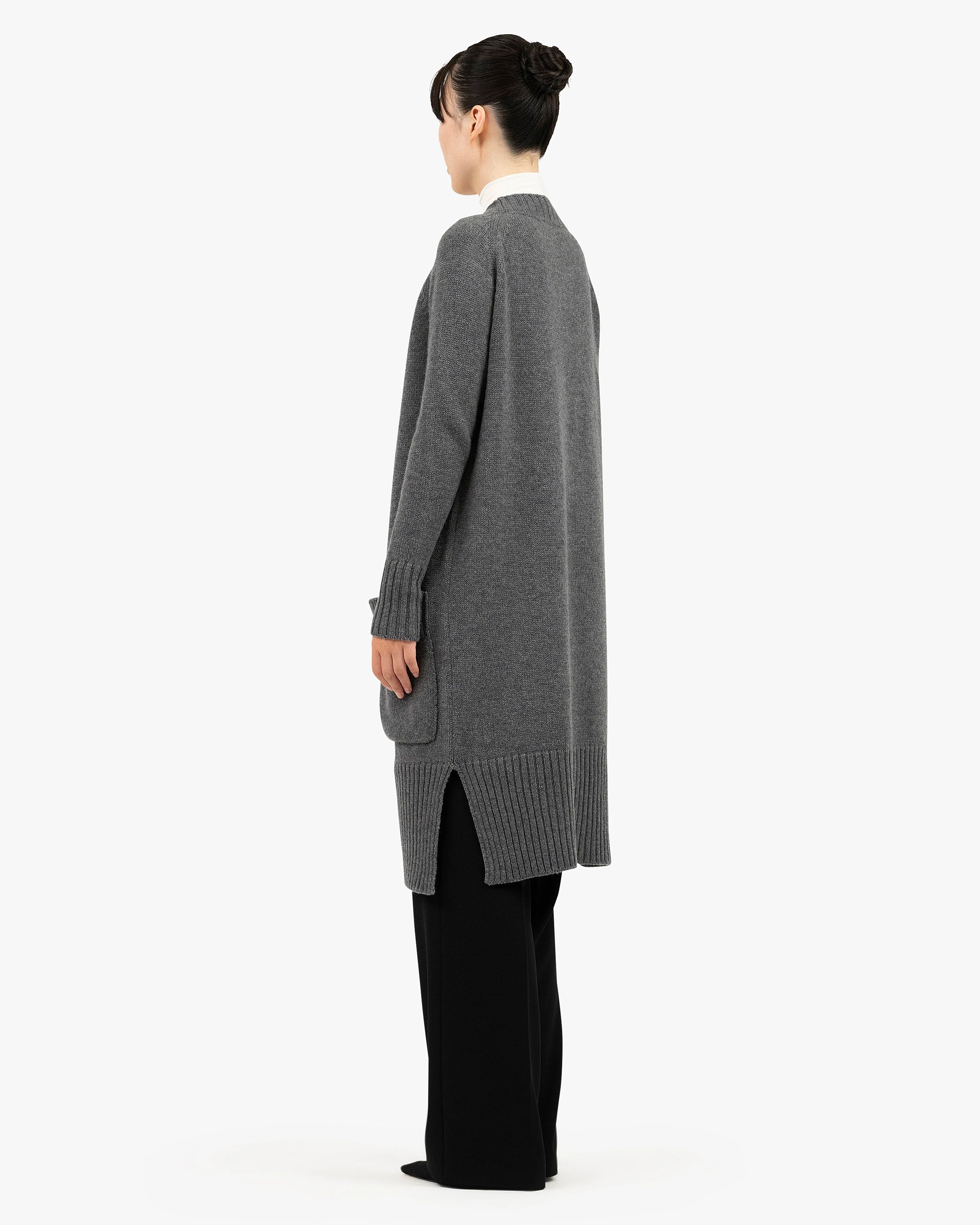 Dalmar Long Cardigan - Medium Grey Merino / Cashmere